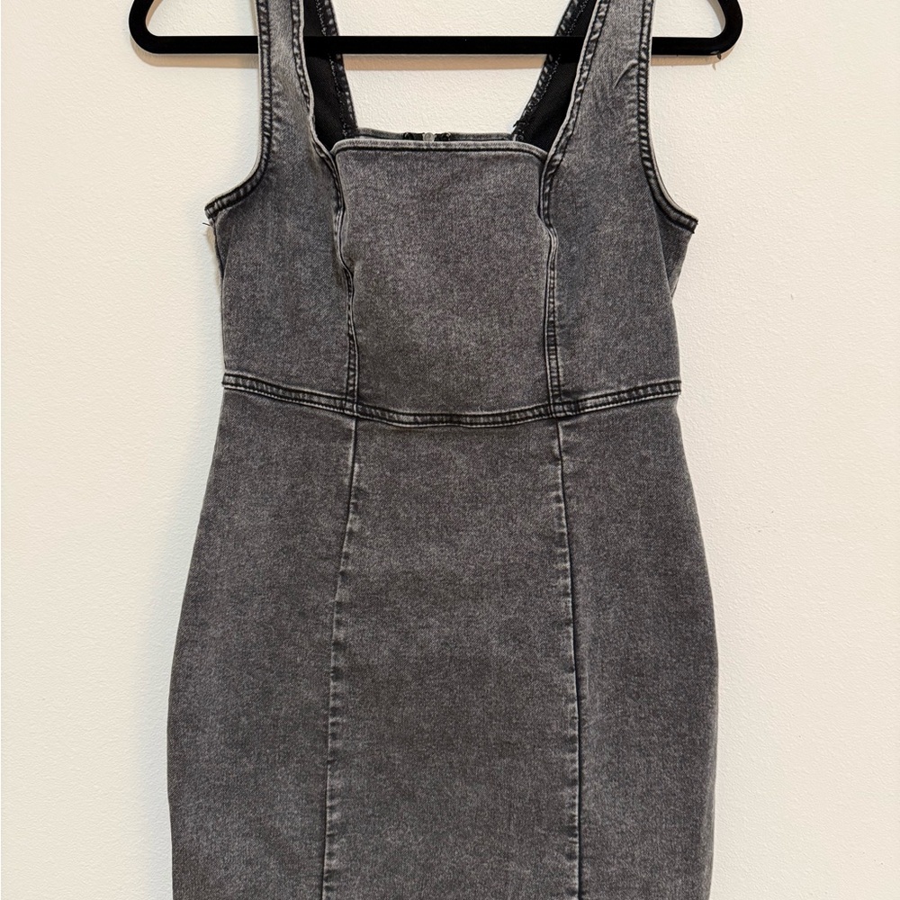 Gray Denim Sleeveless Dress